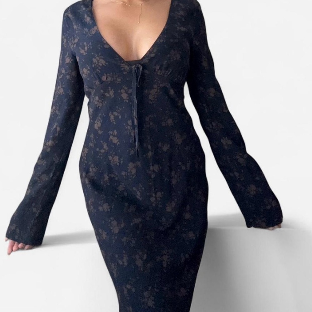 Zara Navy Floral Long Sleeve Dress